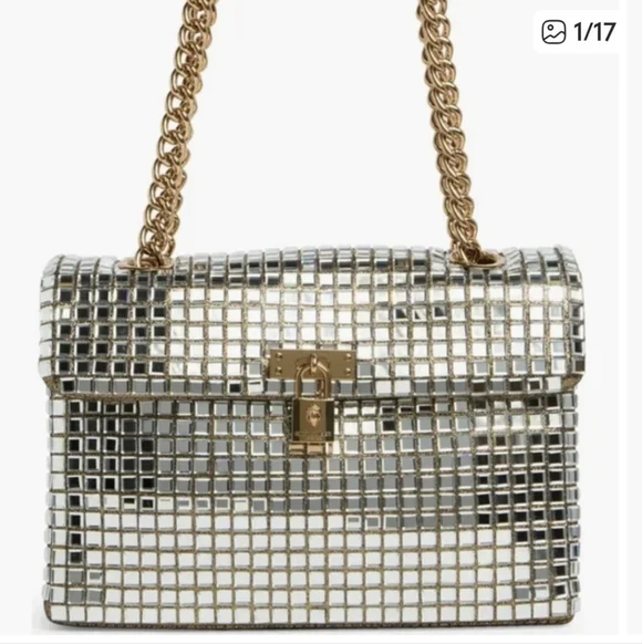 Kurt Geiger Metallic Grid Shoulder Bag W/Dust Bag NWT - Picture 6 of 16